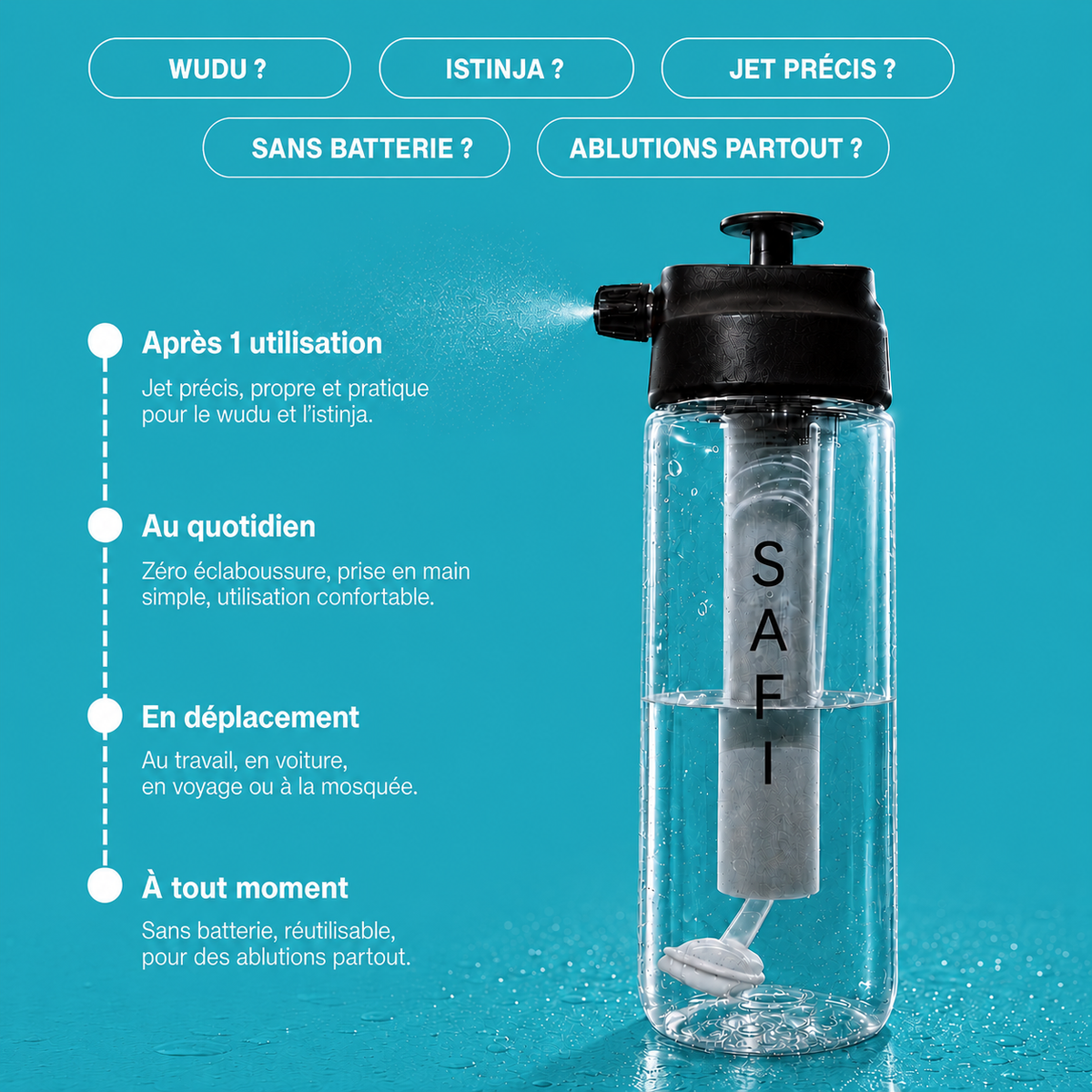 Bouteille d'ablutions 700 ml pour wudu et istinja